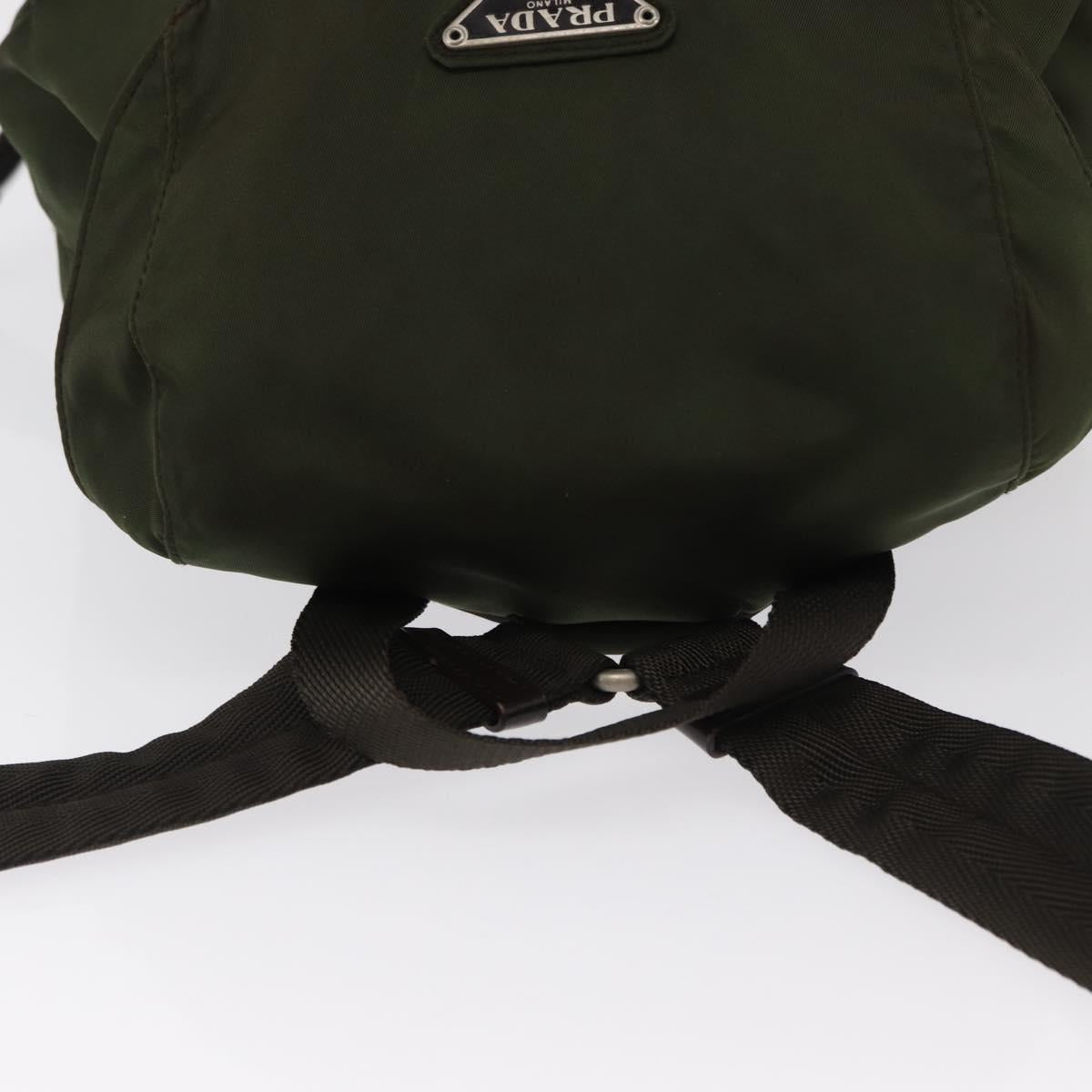 PRADA Backpack Nylon Khaki Silver Auth 166761