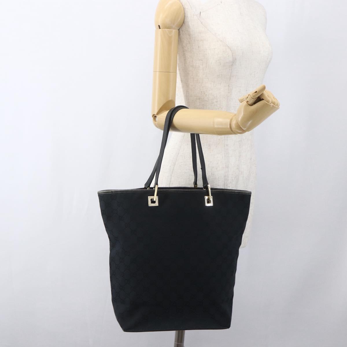 GUCCI GG Canvas Tote Bag Black Gold 002 1098 1705 Auth 166765