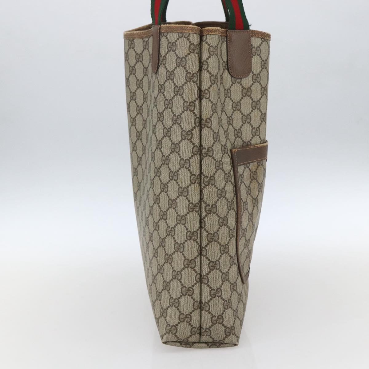 GUCCI GG Supreme Web Sherry Line Tote Bag PVC Beige Red 39 02 003 Auth 166766