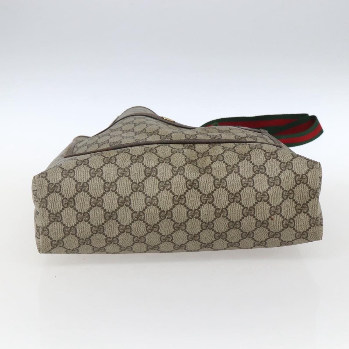 GUCCI GG Supreme Web Sherry Line Tote Bag PVC Beige Red 39 02 003 Auth 166766
