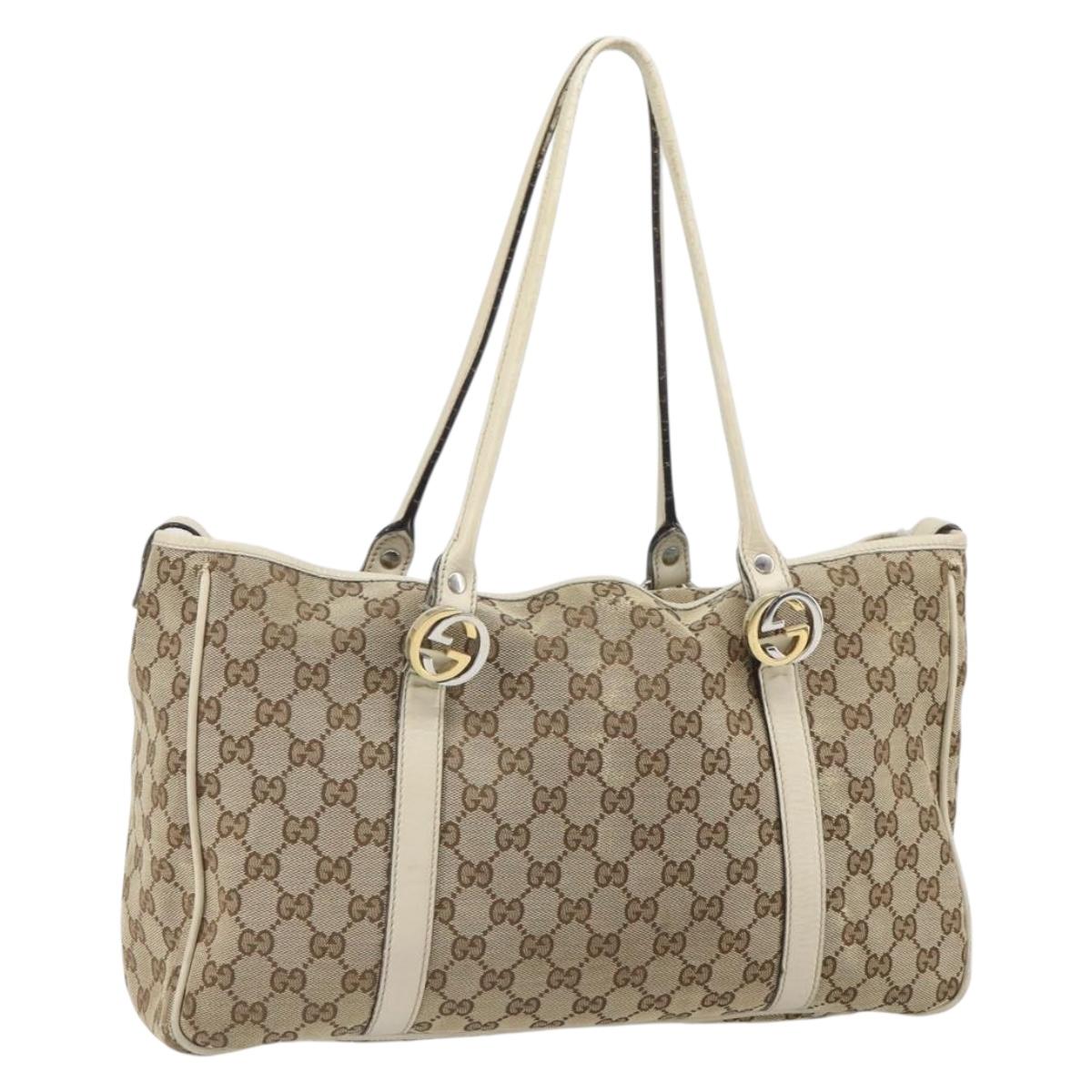 GUCCI GG Canvas Tote Bag Beige Gold 232957 Auth 166767