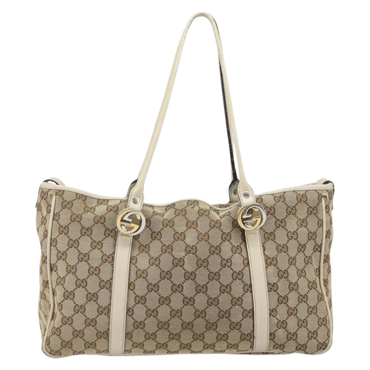 GUCCI GG Canvas Tote Bag Beige Gold 232957 Auth 166767