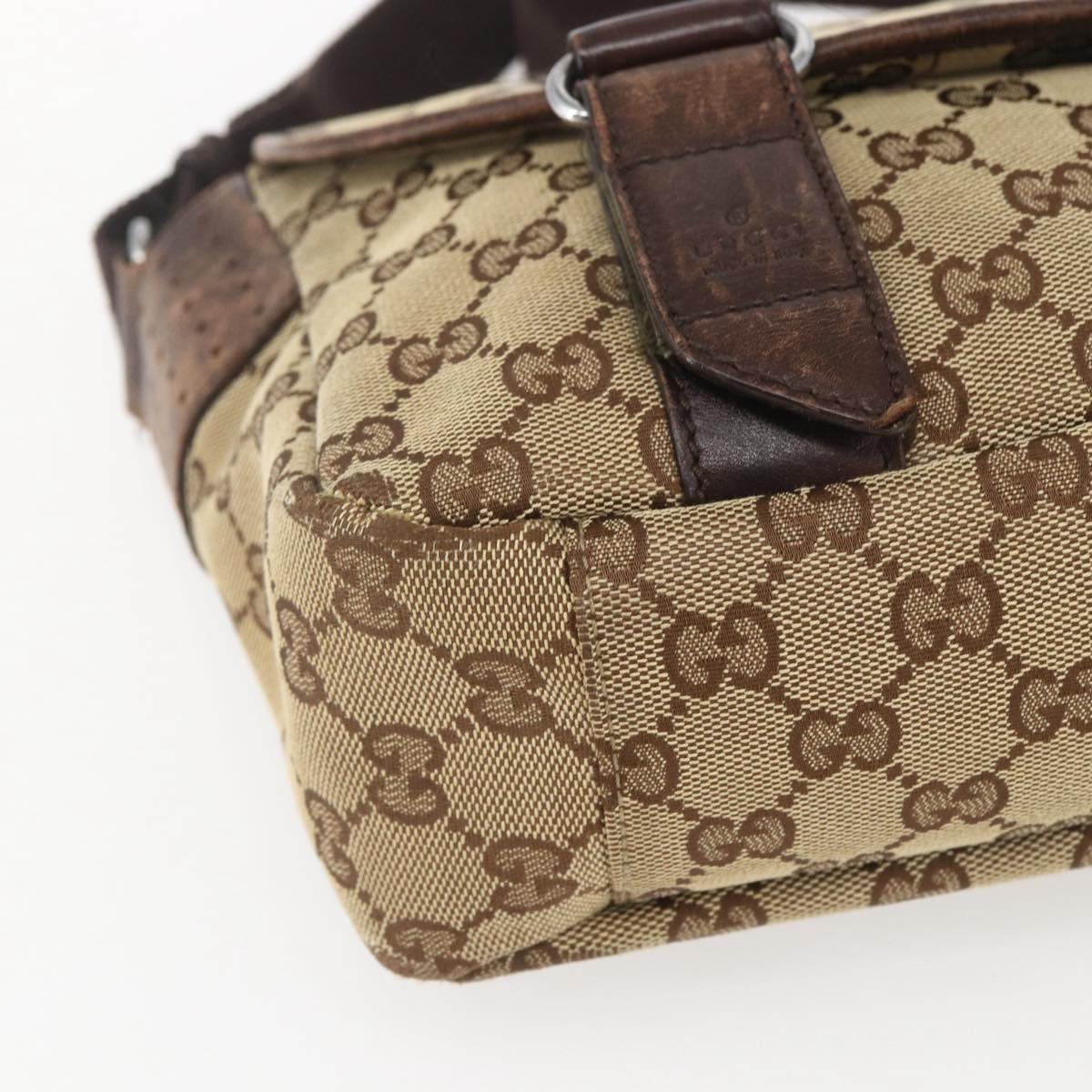 GUCCI GG Canvas Web Sherry Line Shoulder Bag Red Silver beige 145858 Auth 166768