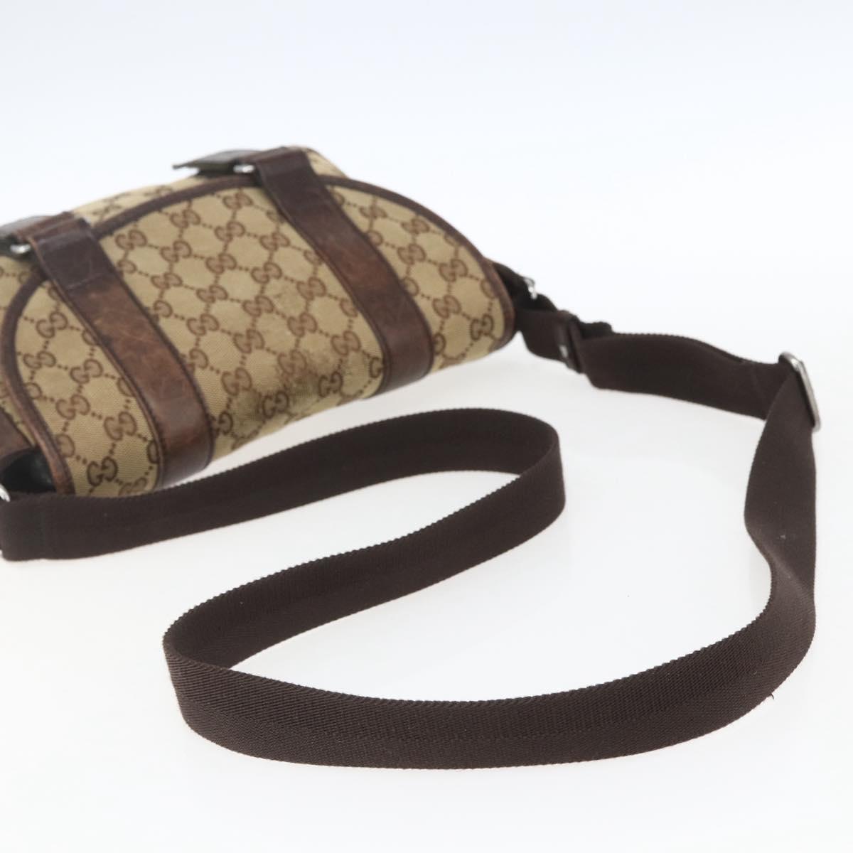 GUCCI GG Canvas Web Sherry Line Shoulder Bag Red Silver beige 145858 Auth 166768