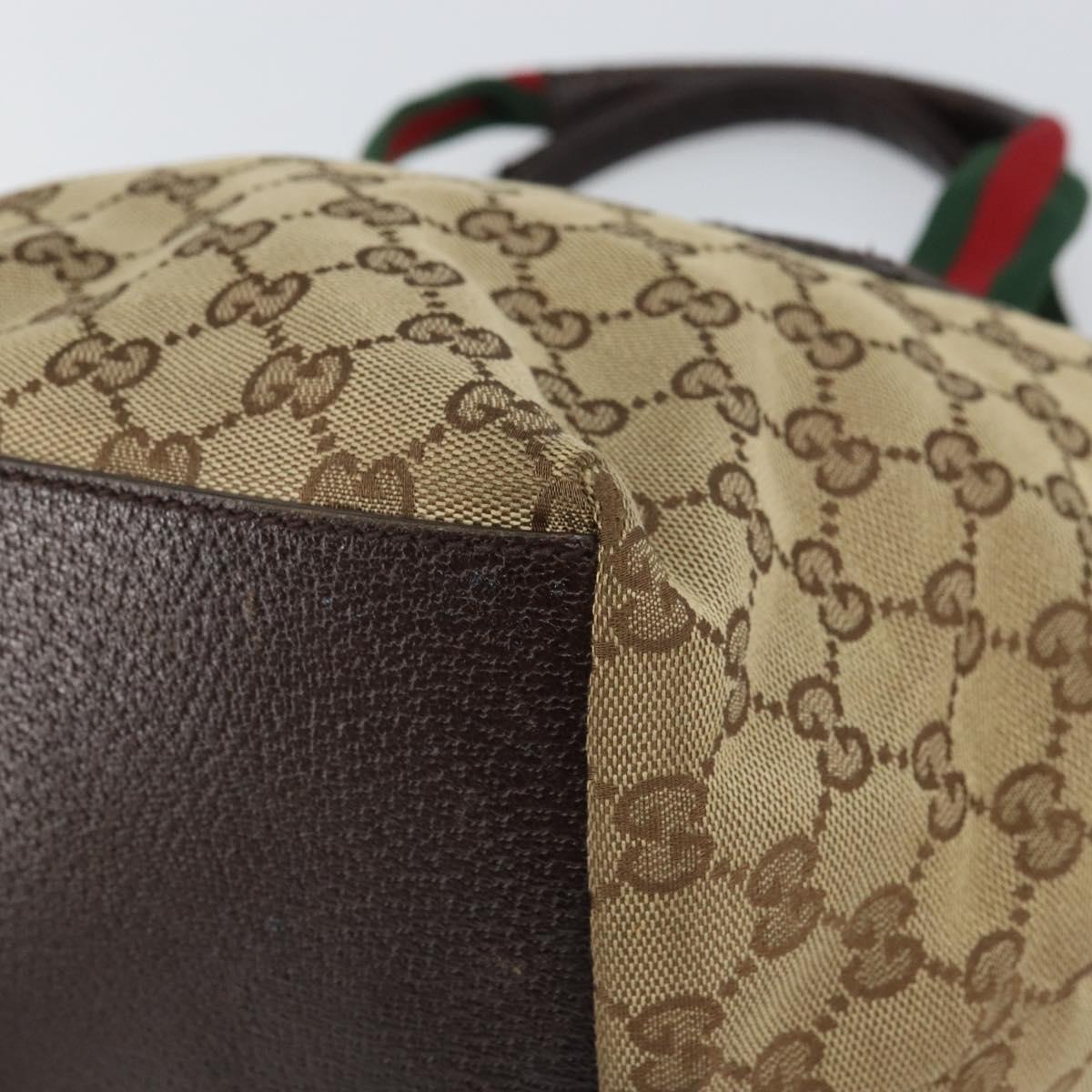 GUCCI GG Canvas Web Sherry Line Hand Bag Red Silver beige Auth 166769