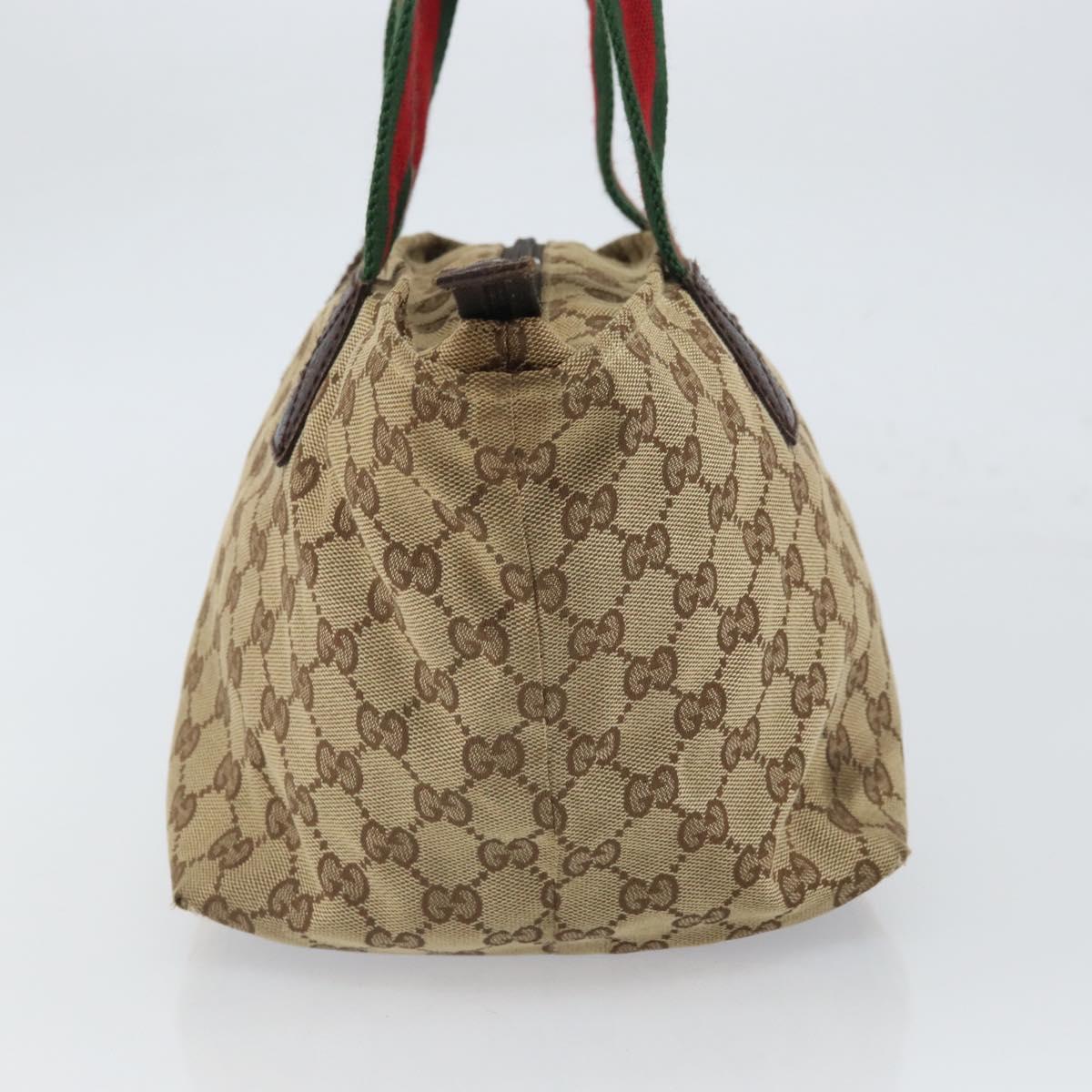 GUCCI GG Canvas Web Sherry Line Hand Bag Red Silver beige Auth 166769