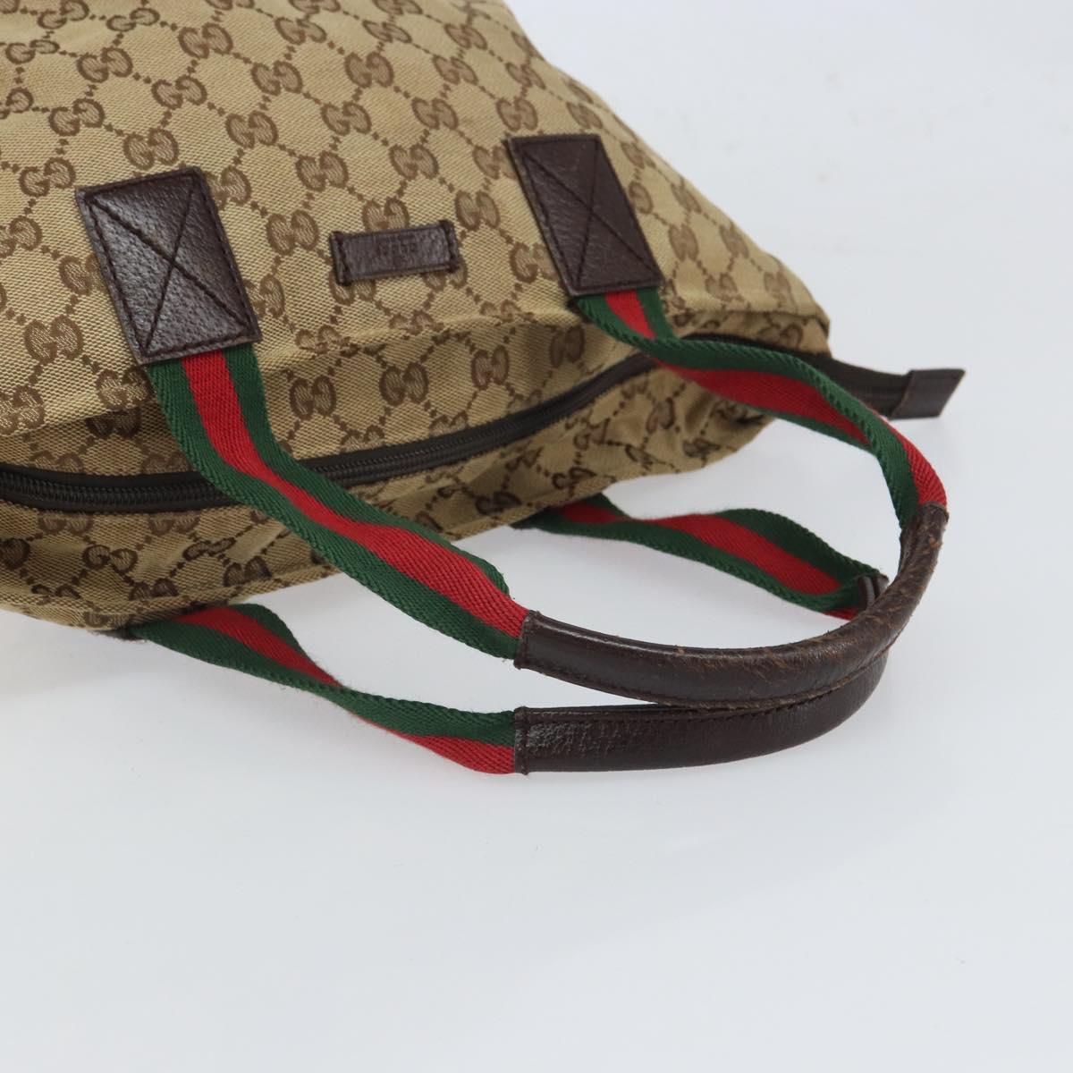 GUCCI GG Canvas Web Sherry Line Hand Bag Red Silver beige Auth 166769