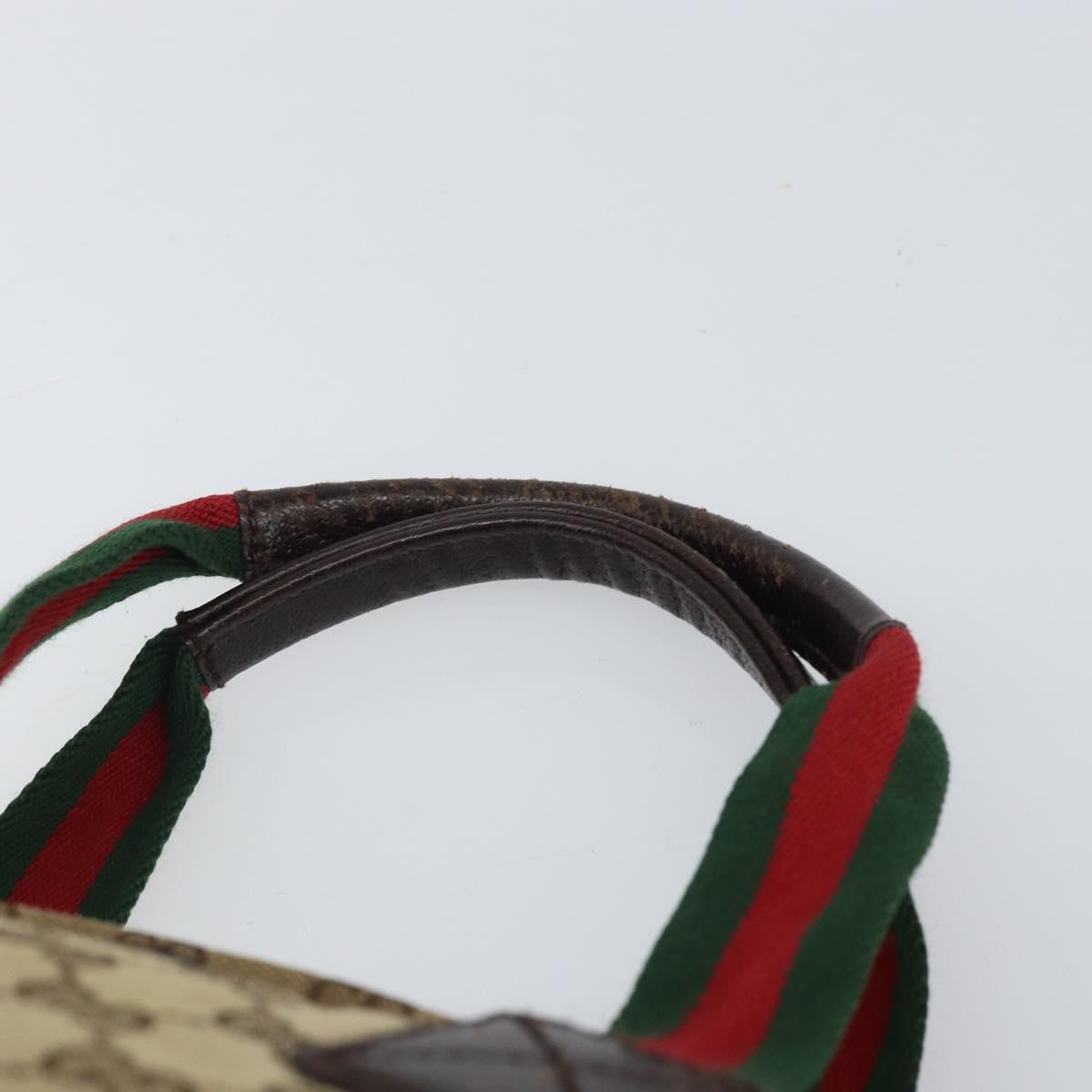 GUCCI GG Canvas Web Sherry Line Hand Bag Red Silver beige Auth 166769