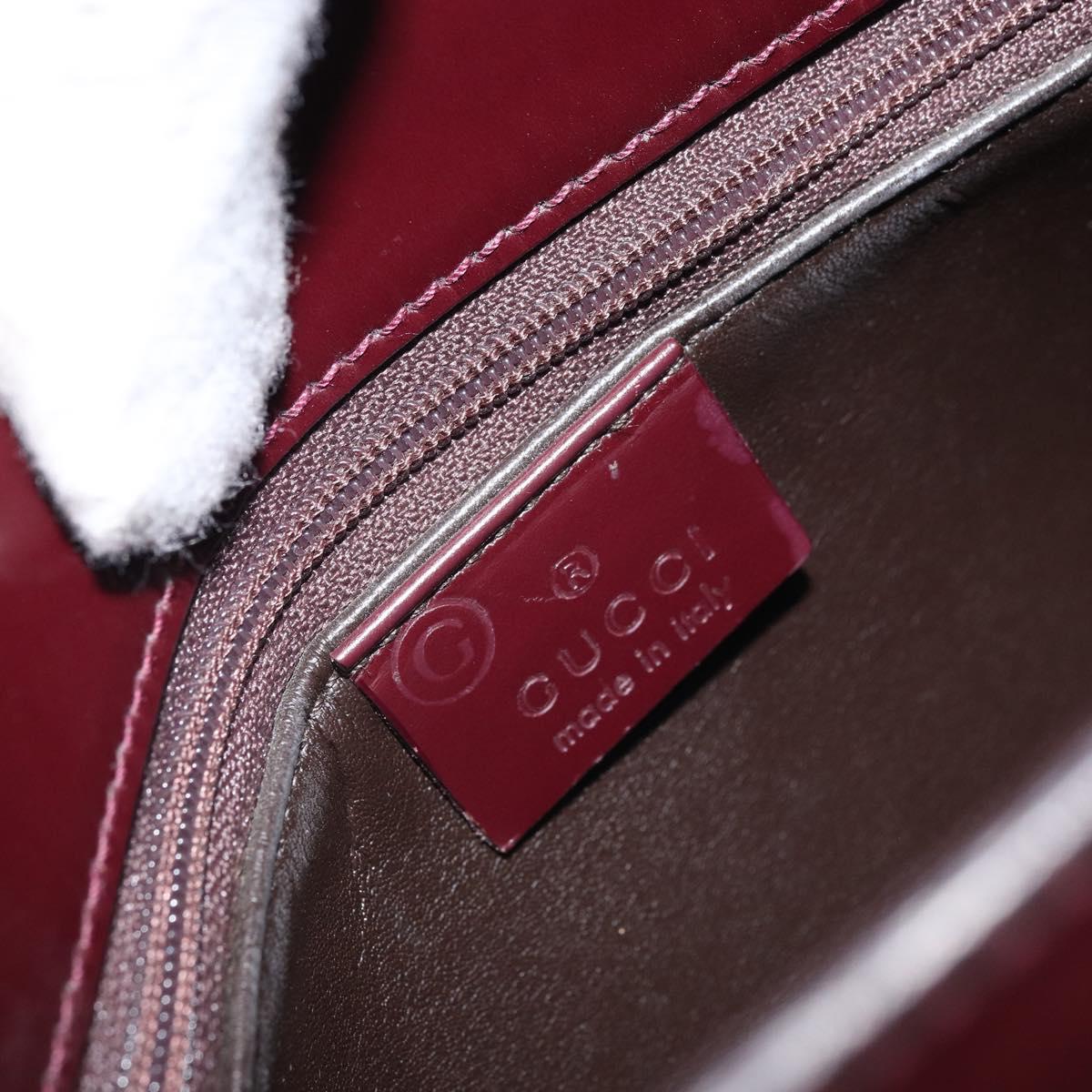 GUCCI Shoulder Bag Patent leather Bordeaux Silver Auth 166771