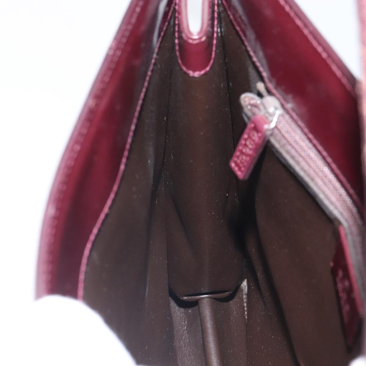GUCCI Shoulder Bag Patent leather Bordeaux Silver Auth 166771