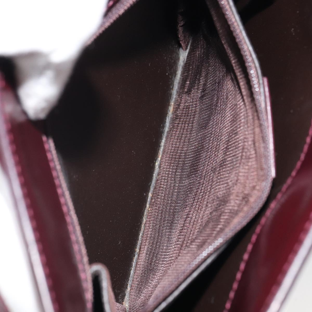 GUCCI Shoulder Bag Patent leather Bordeaux Silver Auth 166771