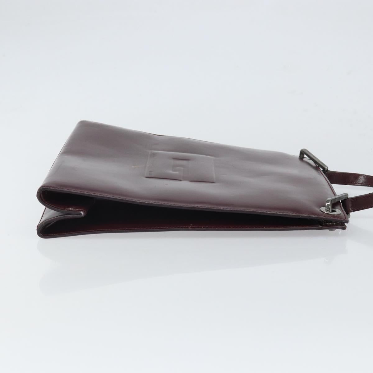 GUCCI Shoulder Bag Patent leather Bordeaux Silver Auth 166771