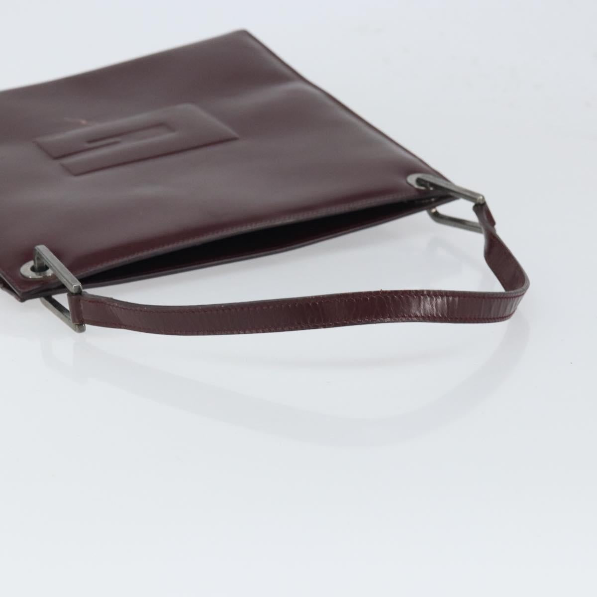 GUCCI Shoulder Bag Patent leather Bordeaux Silver Auth 166771
