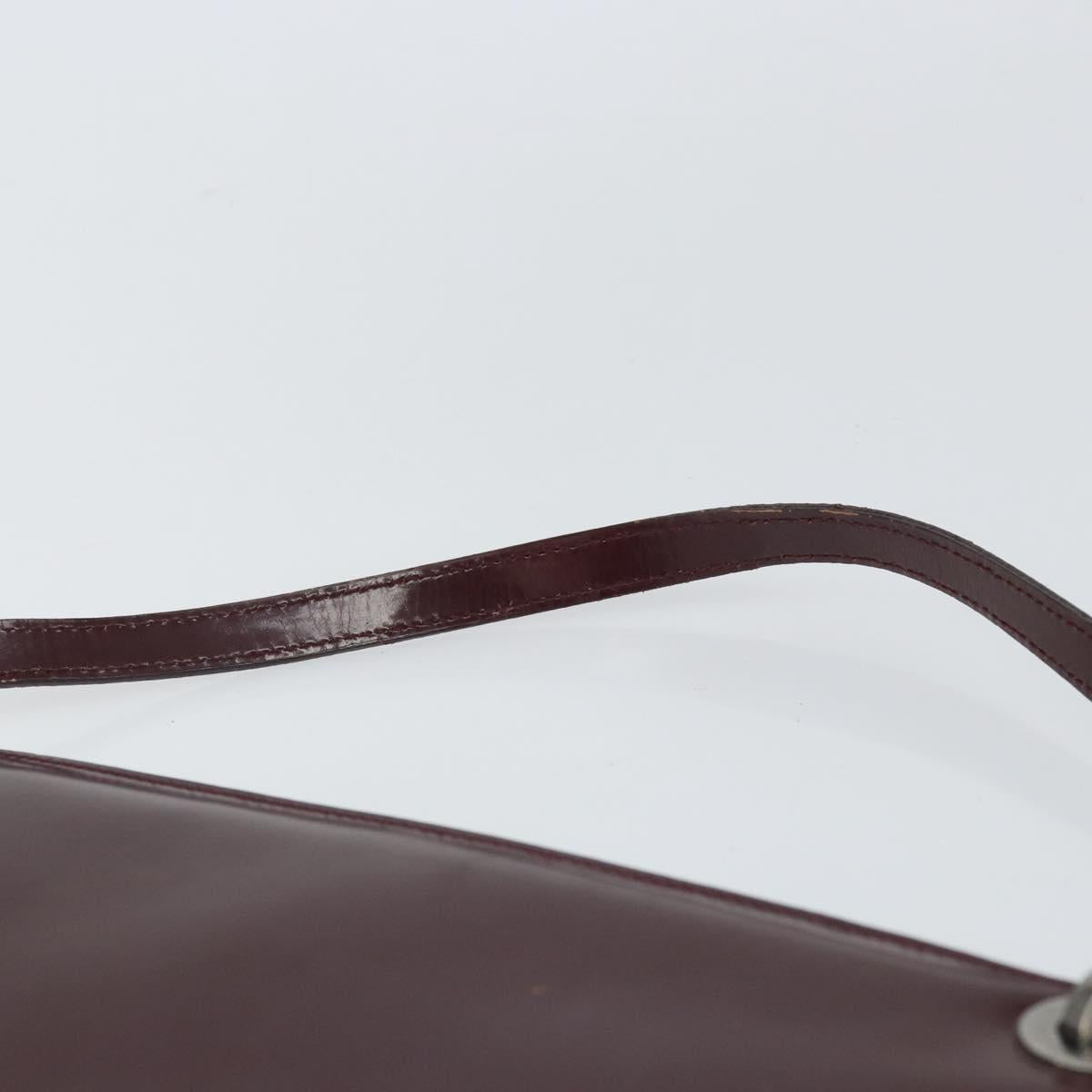 GUCCI Shoulder Bag Patent leather Bordeaux Silver Auth 166771