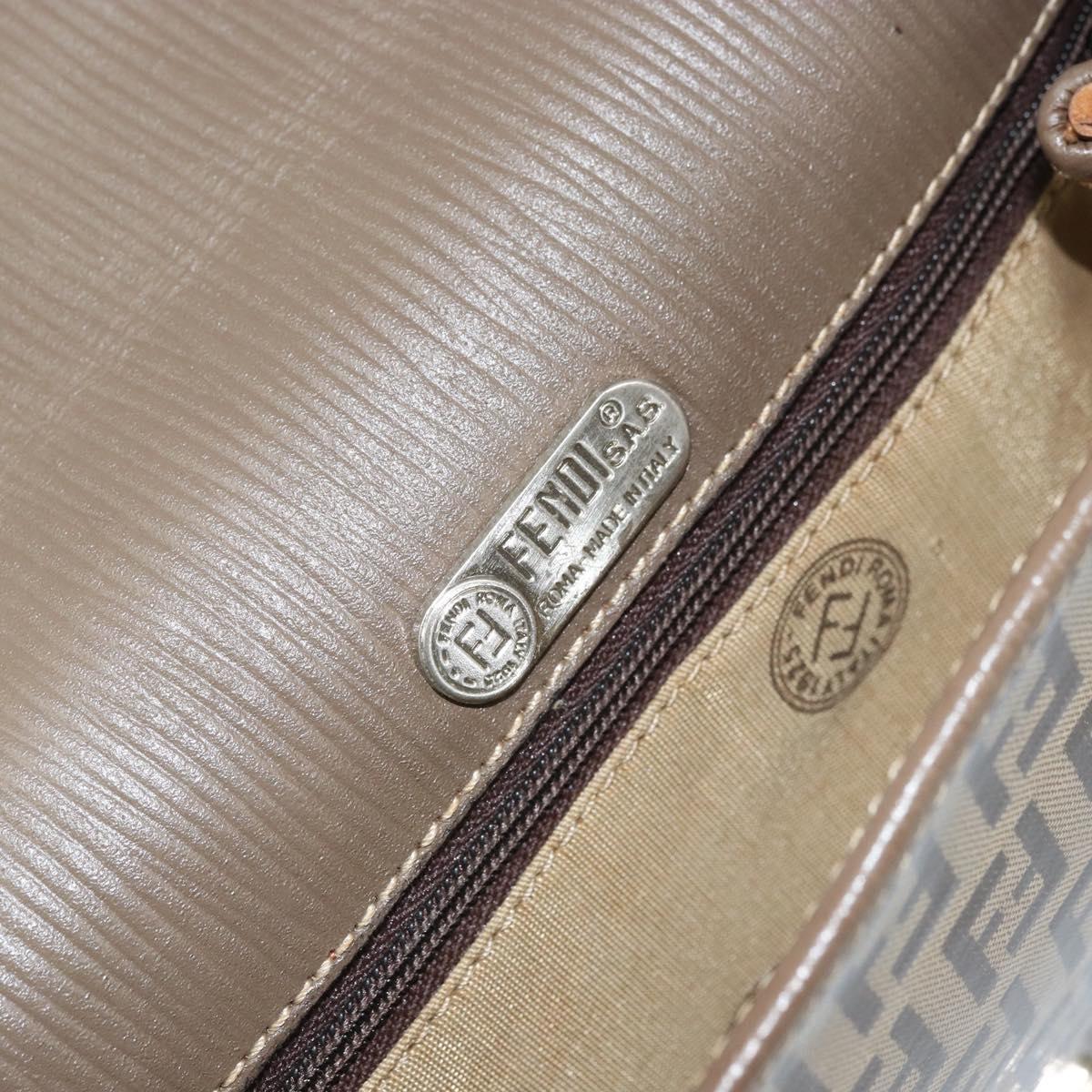 FENDI Zucchino Canvas Shoulder Bag Beige Auth 166774
