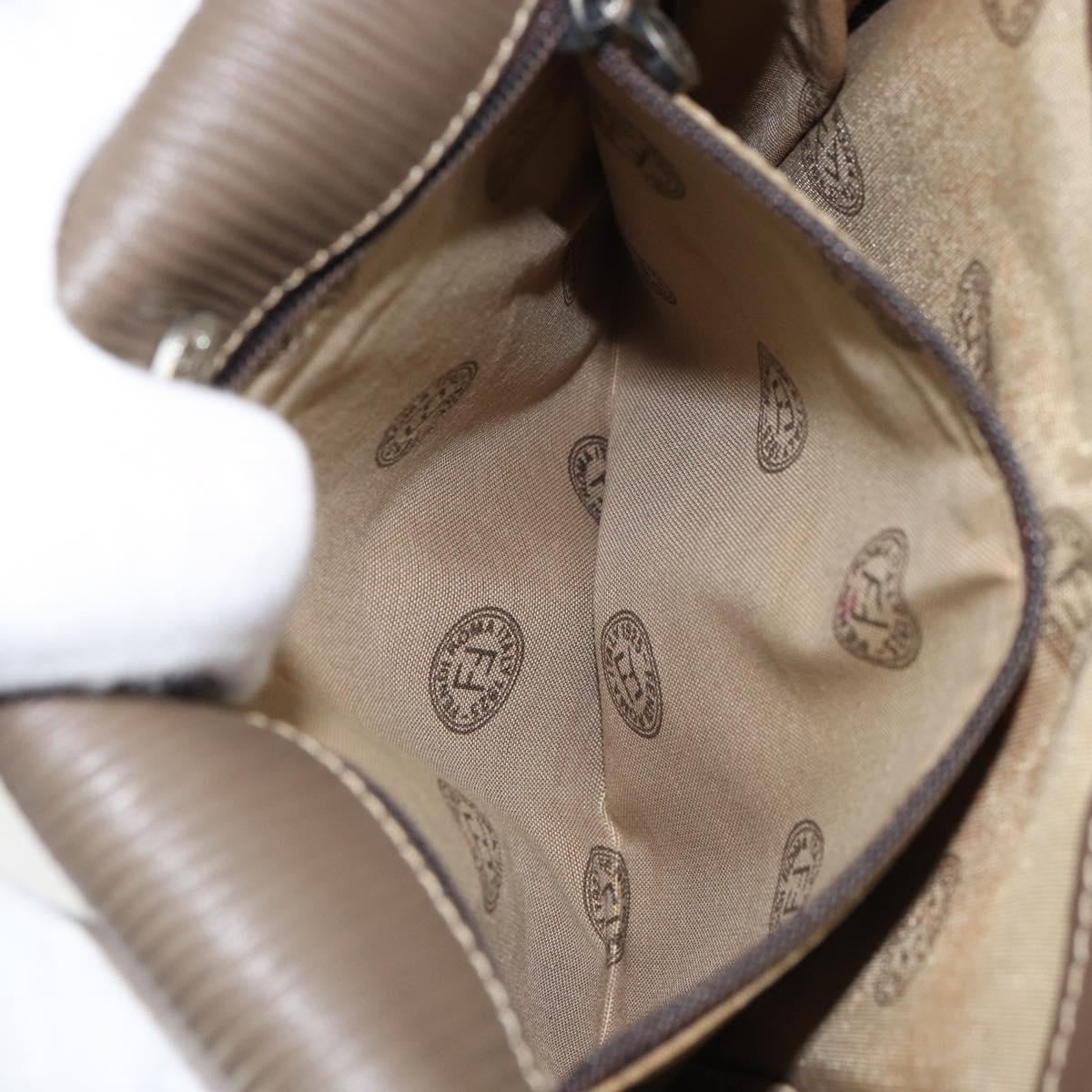 FENDI Zucchino Canvas Shoulder Bag Beige Auth 166774