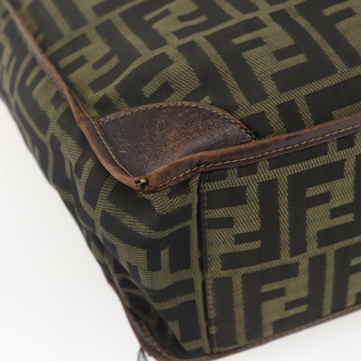FENDI Zucca Canvas Tote Bag Black Brown Auth 166775