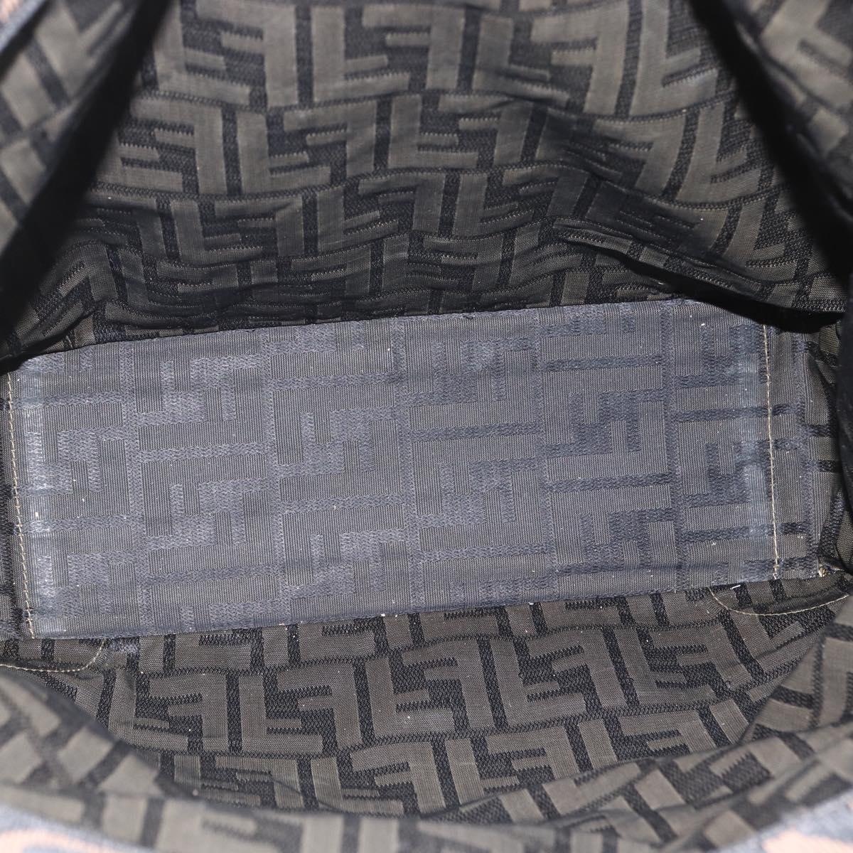 FENDI Zucca Canvas Tote Bag Black Brown Auth 166775