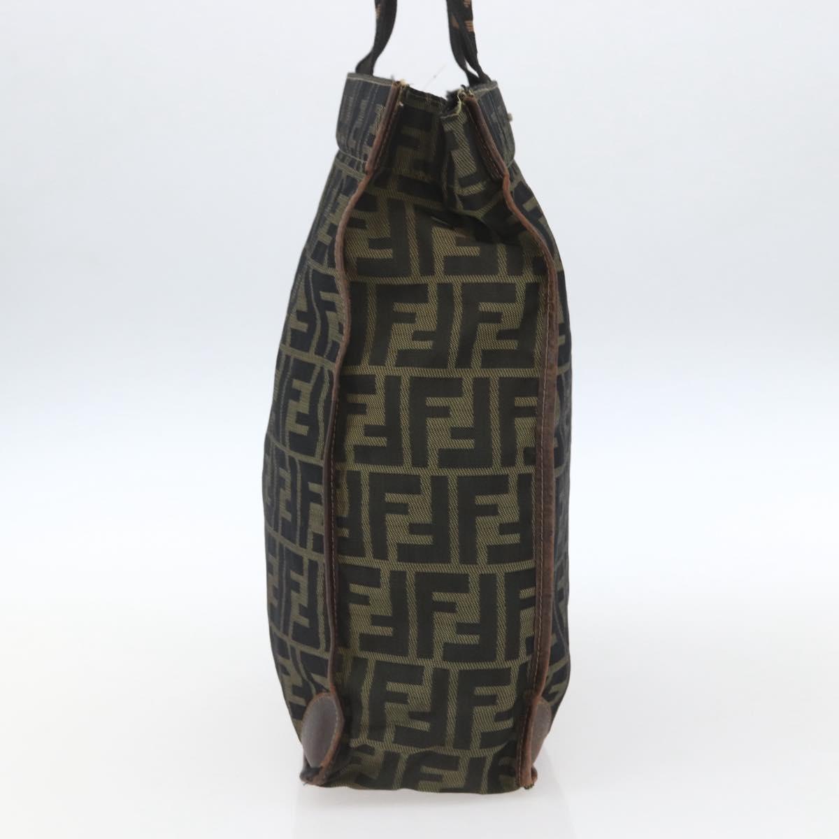 FENDI Zucca Canvas Tote Bag Black Brown Auth 166775