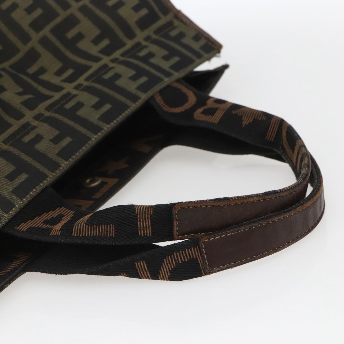 FENDI Zucca Canvas Tote Bag Black Brown Auth 166775