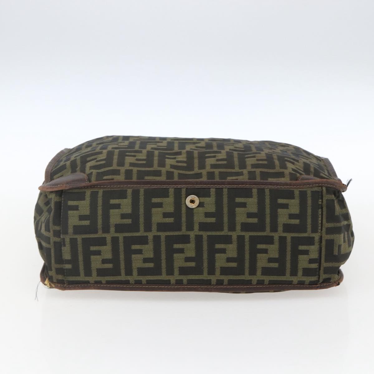 FENDI Zucca Canvas Tote Bag Black Brown Auth 166775