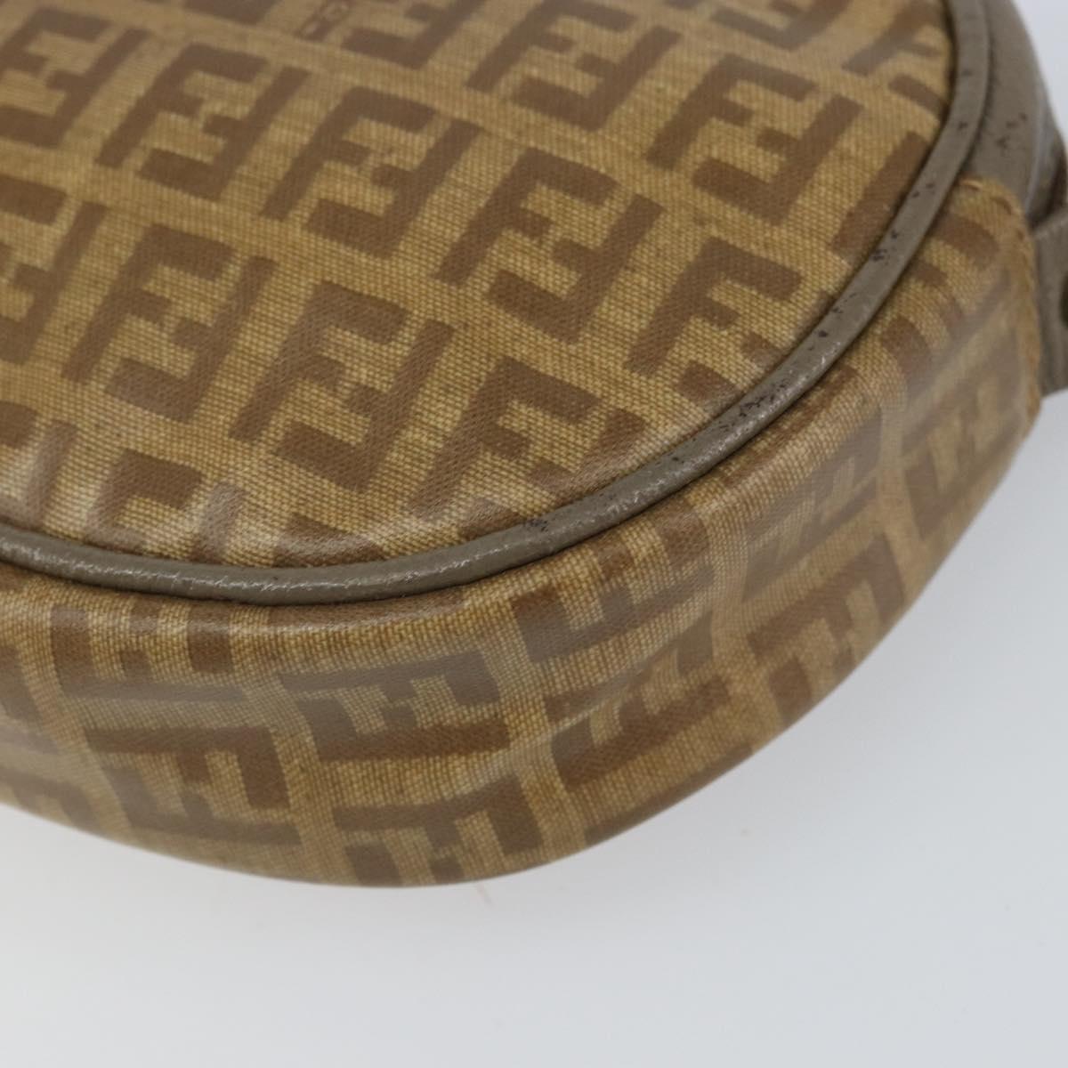 FENDI Zucchino Canvas Shoulder Bag Beige Auth 166776