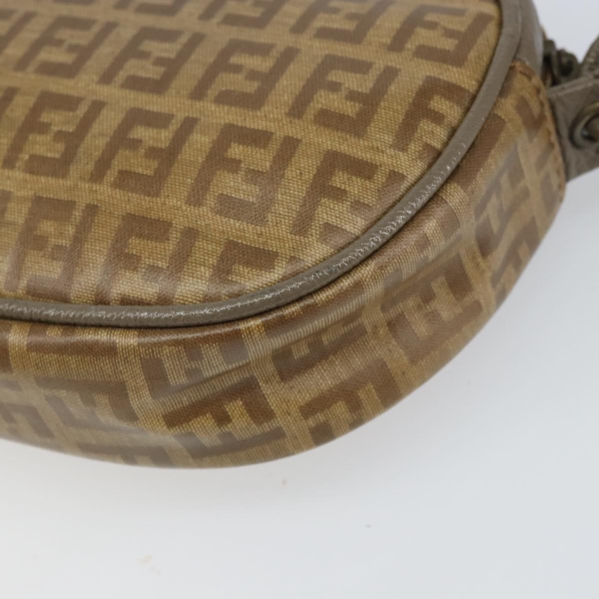 FENDI Zucchino Canvas Shoulder Bag Beige Auth 166776