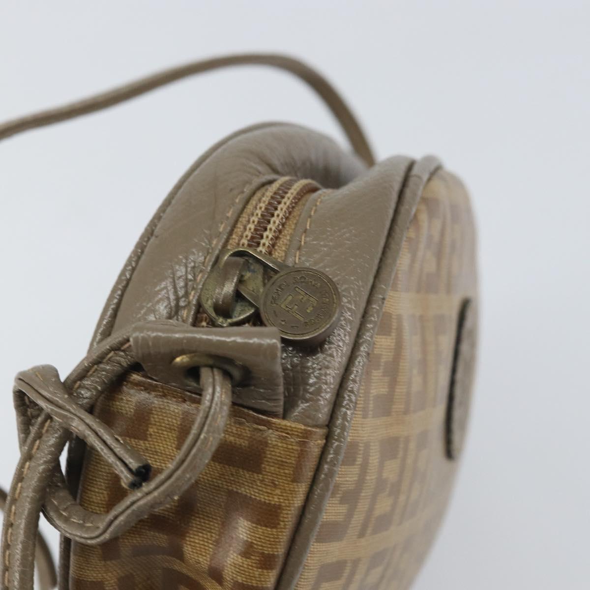 FENDI Zucchino Canvas Shoulder Bag Beige Auth 166776