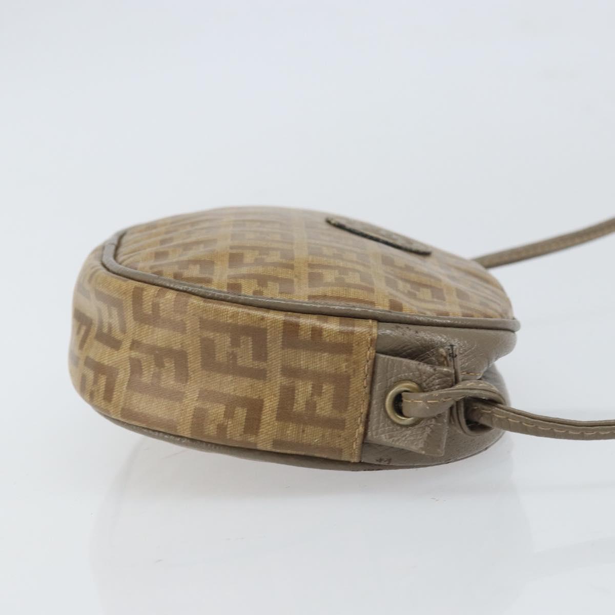 FENDI Zucchino Canvas Shoulder Bag Beige Auth 166776