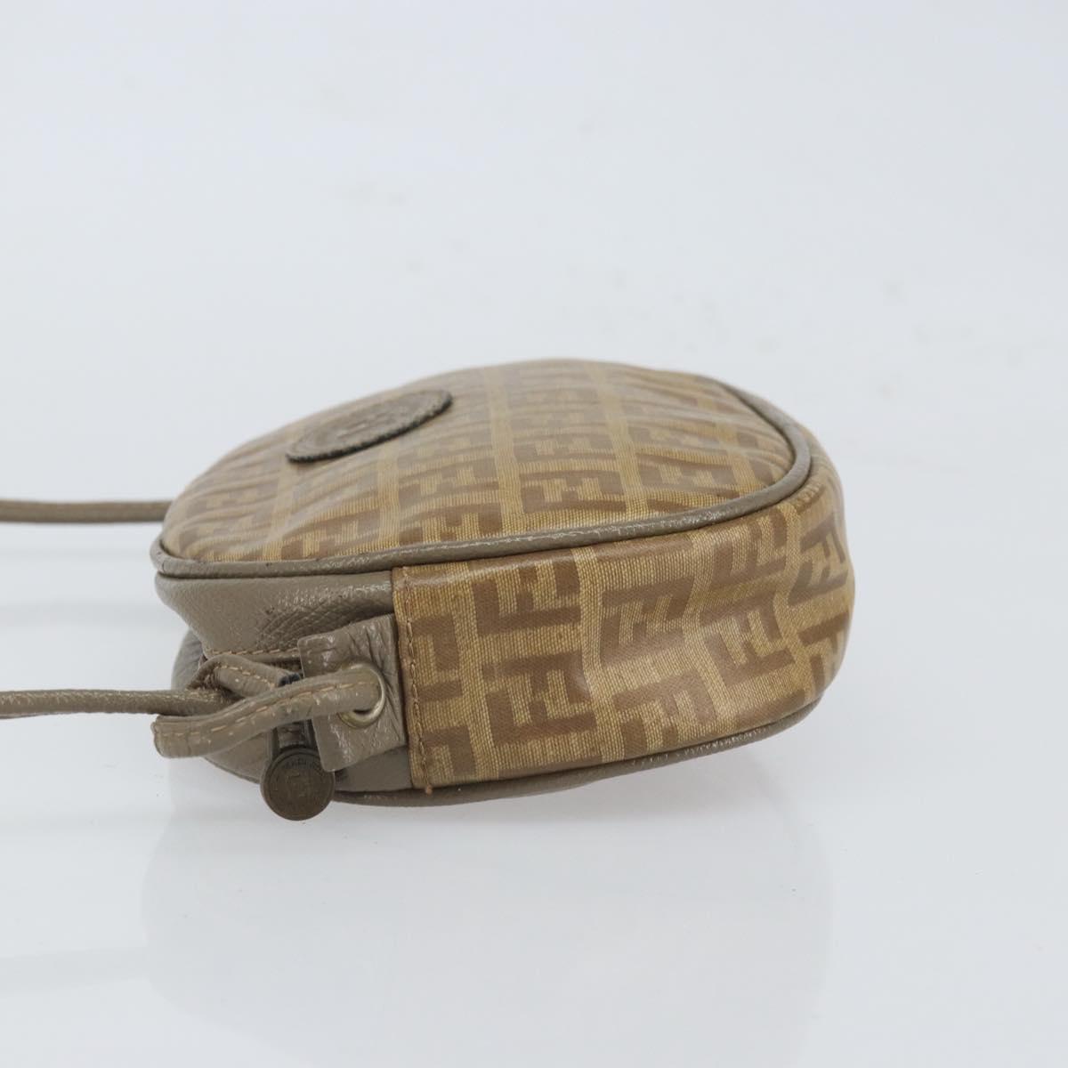 FENDI Zucchino Canvas Shoulder Bag Beige Auth 166776