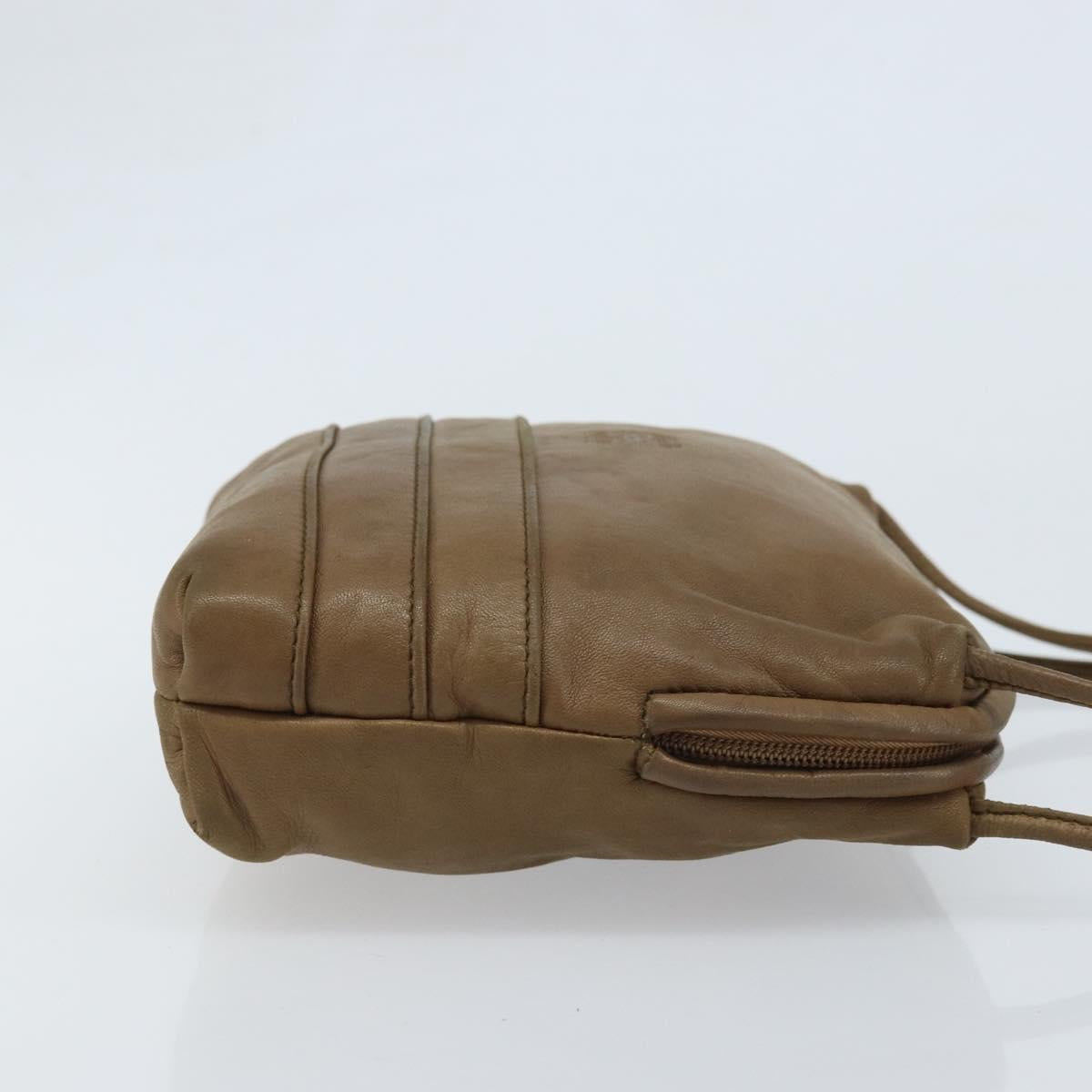 LOEWE Anagram Shoulder Bag Leather Brown Auth 166780