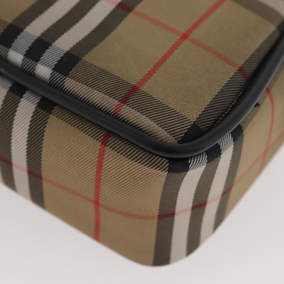 BURBERRY Nova Check Hand Bag Nylon Silver Beige Auth 166781