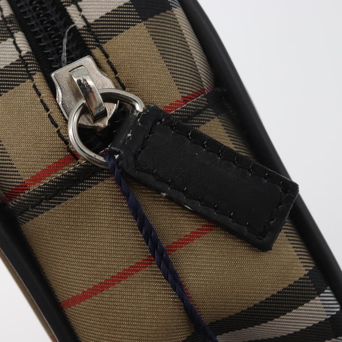 BURBERRY Nova Check Hand Bag Nylon Silver Beige Auth 166781