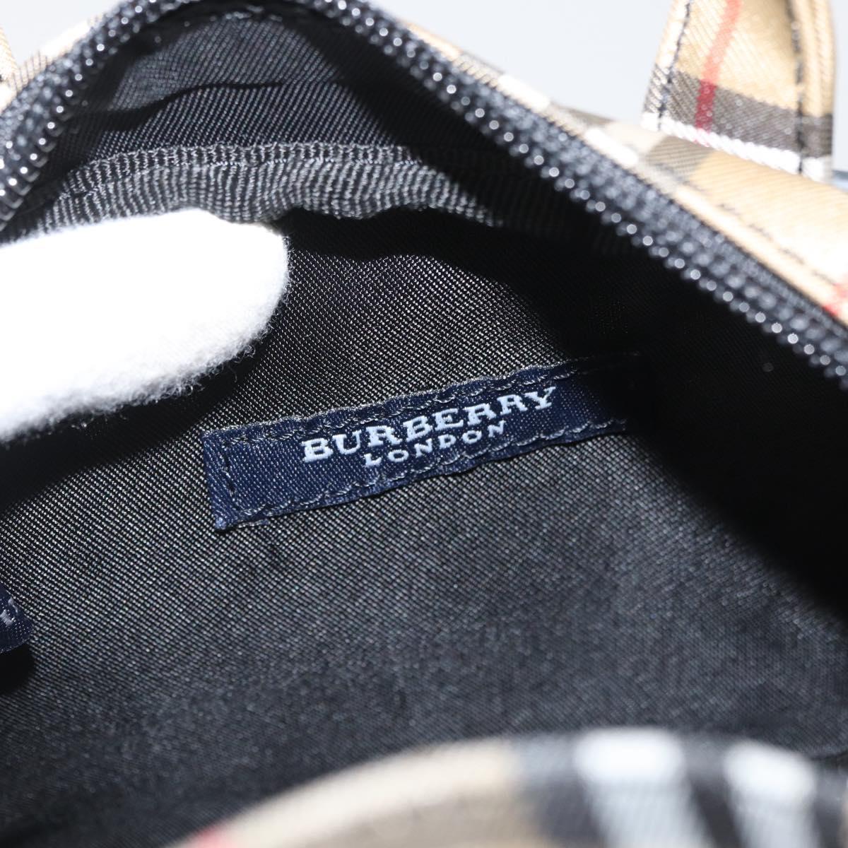 BURBERRY Nova Check Hand Bag Nylon Silver Beige Auth 166781