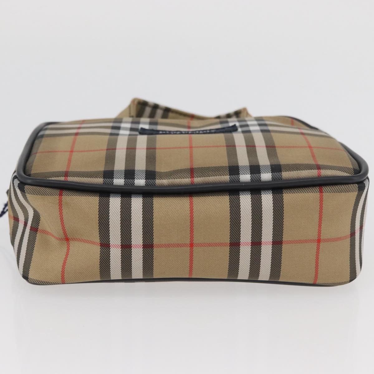 BURBERRY Nova Check Hand Bag Nylon Silver Beige Auth 166781