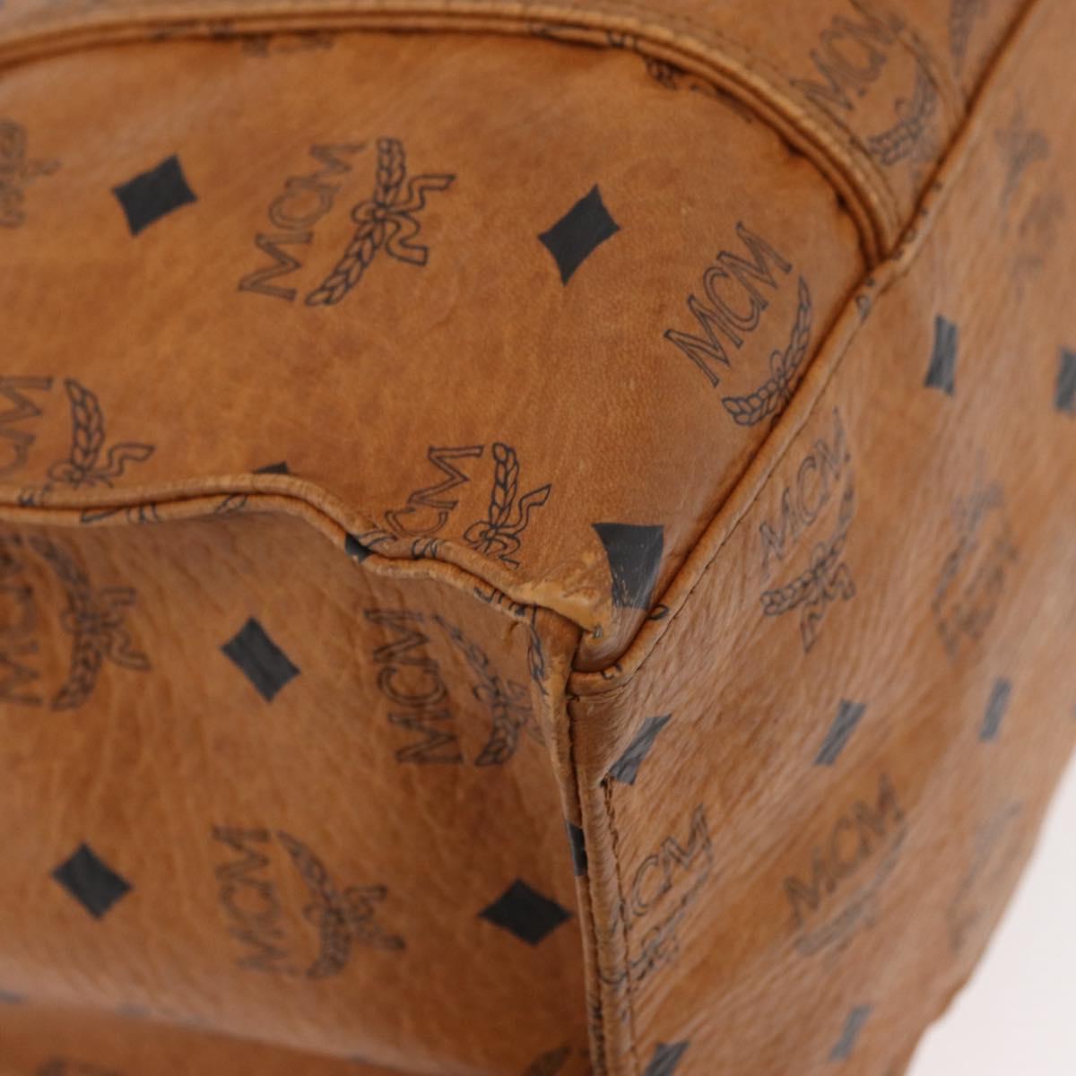 MCM Vicetos Logogram Tote Bag PVC Leather Brown Gold Auth 166783