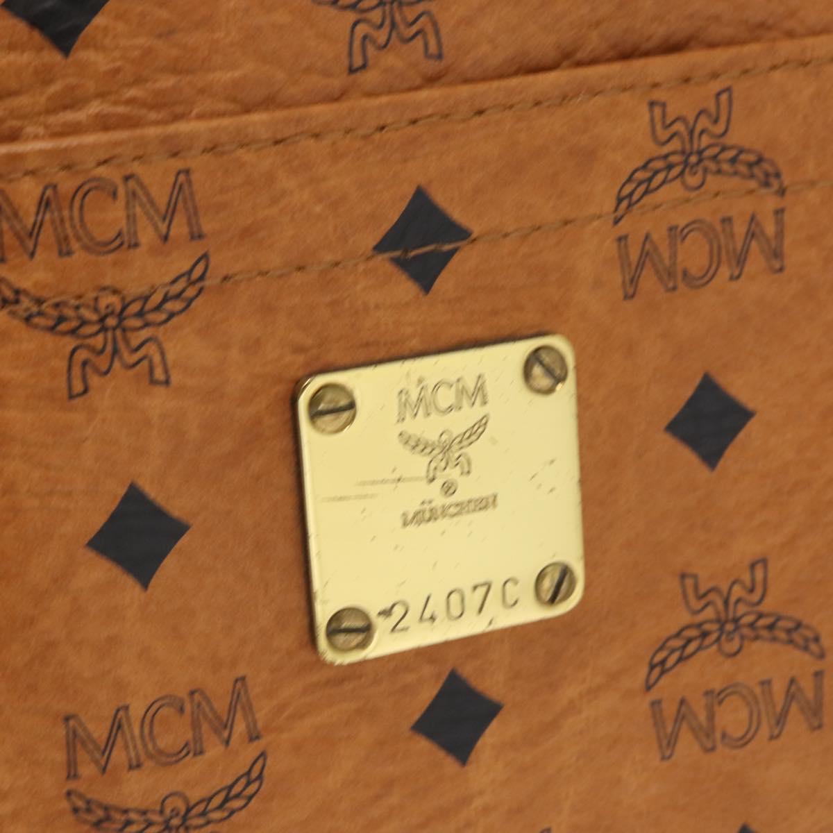 MCM Vicetos Logogram Tote Bag PVC Leather Brown Gold Auth 166783