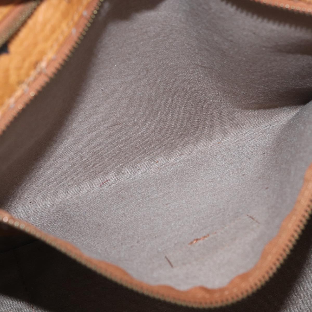 MCM Vicetos Logogram Tote Bag PVC Leather Brown Gold Auth 166783