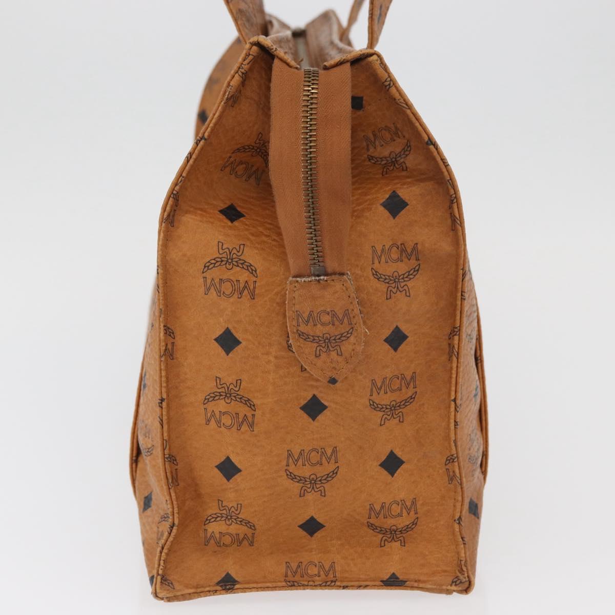 MCM Vicetos Logogram Tote Bag PVC Leather Brown Gold Auth 166783