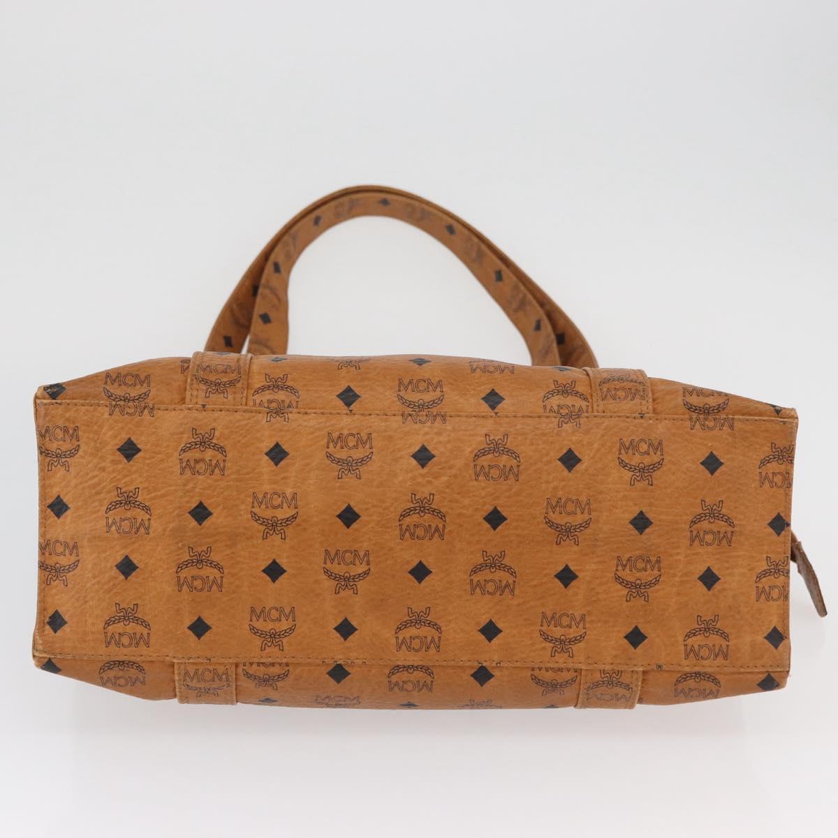MCM Vicetos Logogram Tote Bag PVC Leather Brown Gold Auth 166783