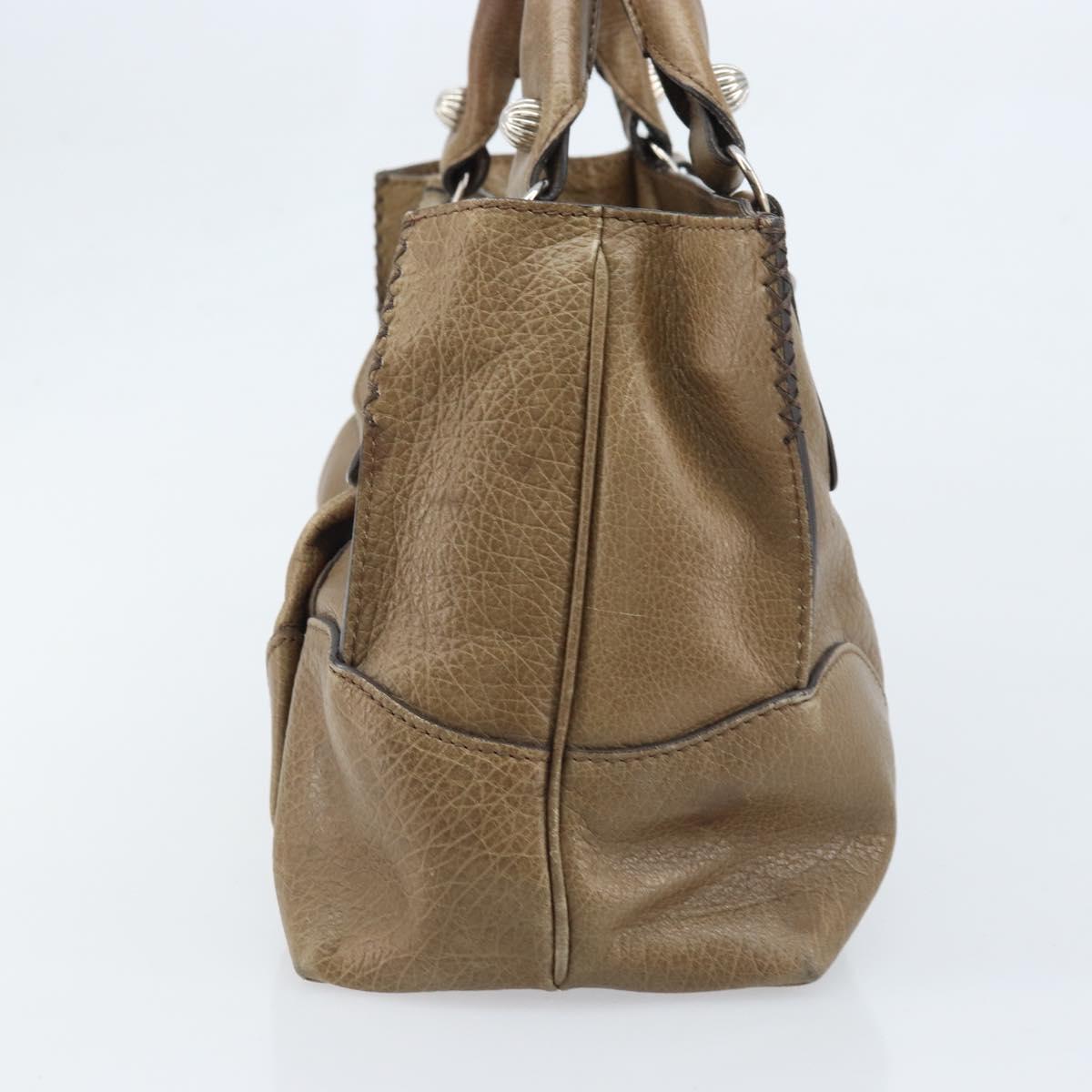 CELINE Boogie bag Hand Bag Leather Brown Silver Auth 166786