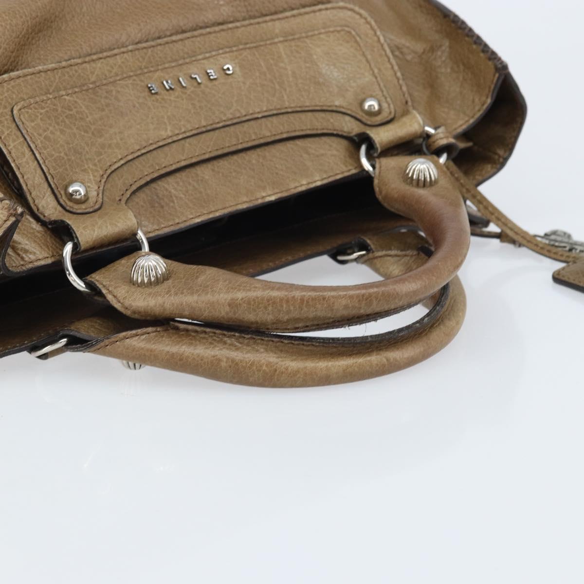 CELINE Boogie bag Hand Bag Leather Brown Silver Auth 166786