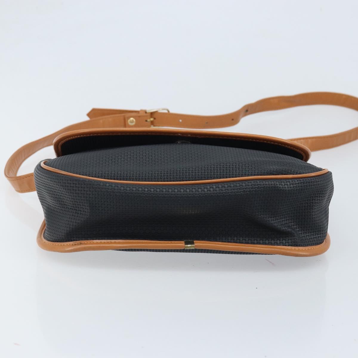 SAINT LAURENT Shoulder Bag Leather Black Gold Auth 166787