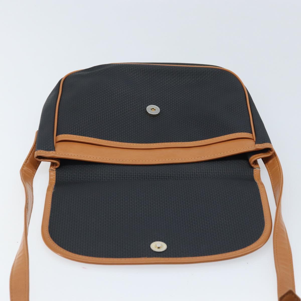 SAINT LAURENT Shoulder Bag Leather Black Gold Auth 166787