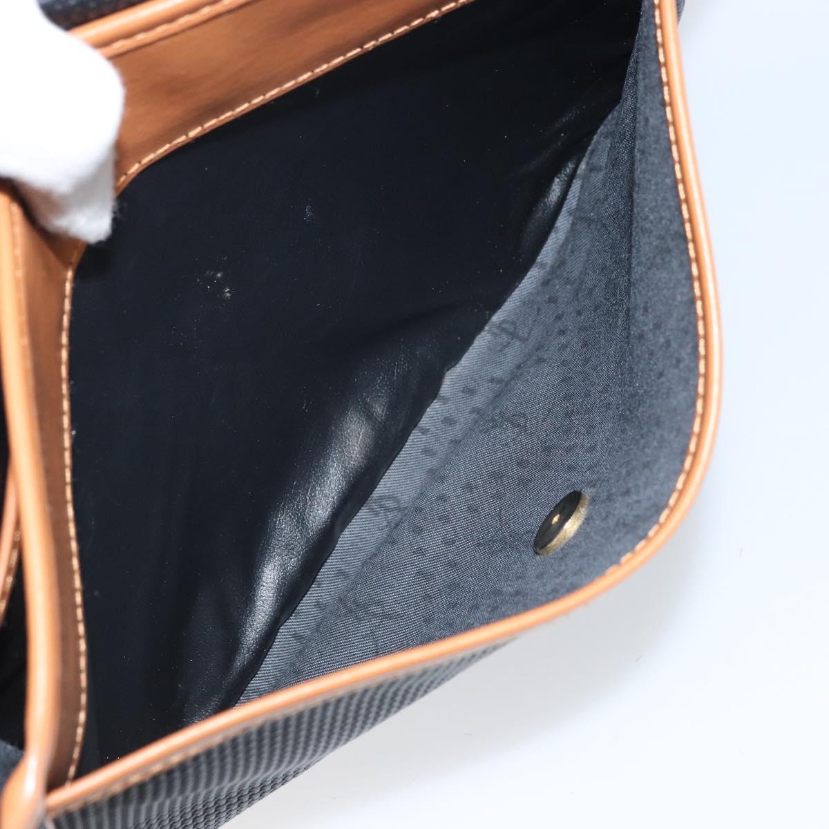 SAINT LAURENT Shoulder Bag Leather Black Gold Auth 166787