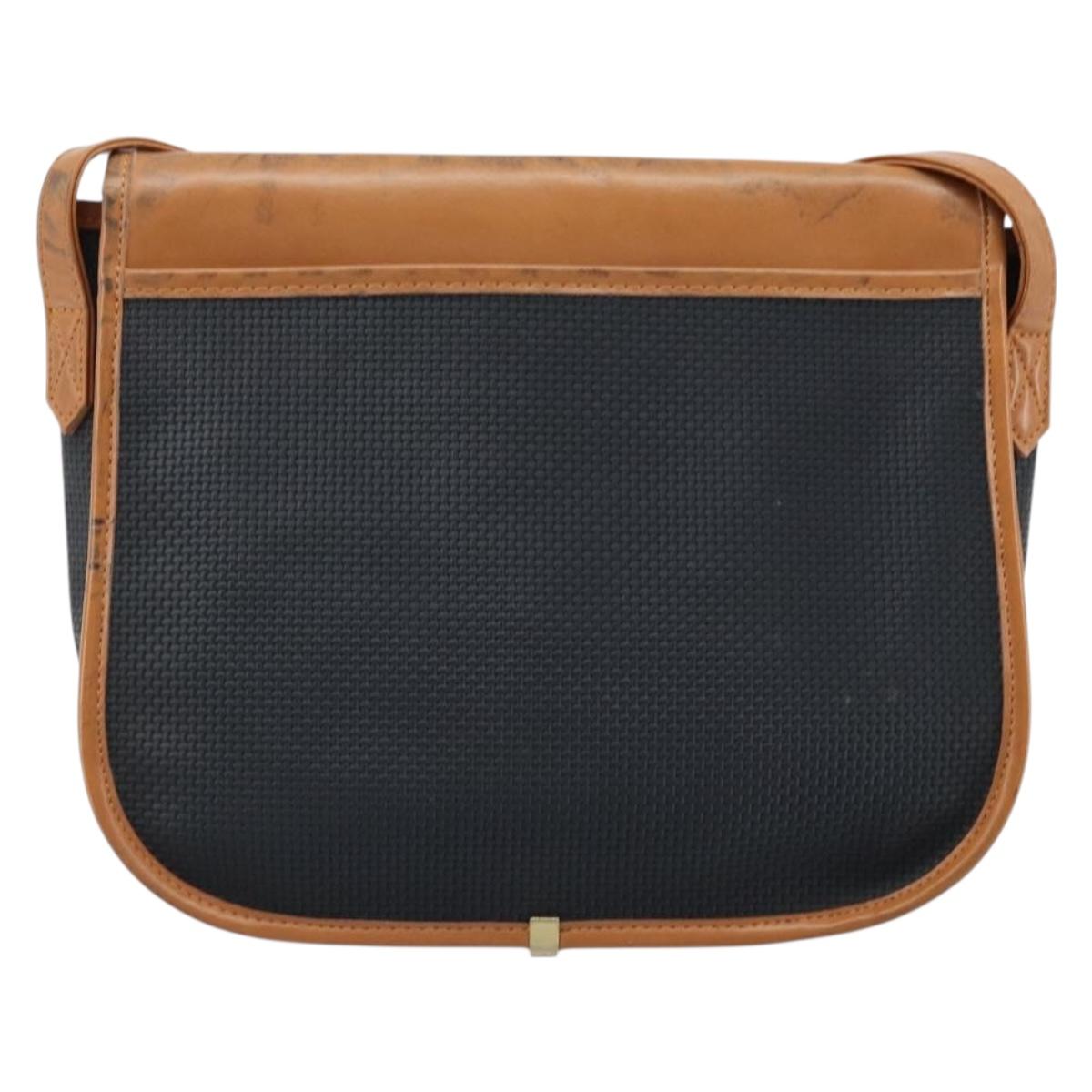 SAINT LAURENT Shoulder Bag Leather Black Gold Auth 166787