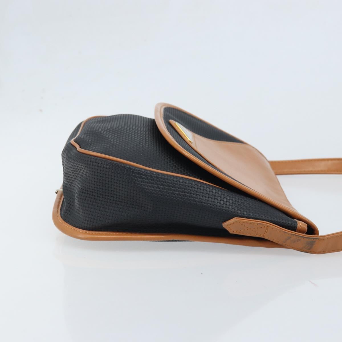 SAINT LAURENT Shoulder Bag Leather Black Gold Auth 166787
