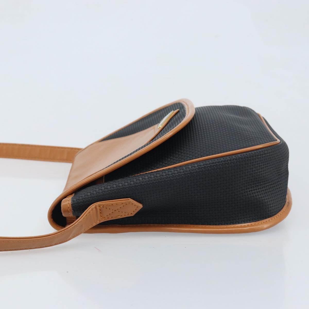 SAINT LAURENT Shoulder Bag Leather Black Gold Auth 166787