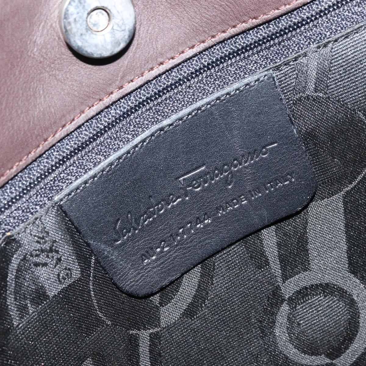 Salvatore Ferragamo Shoulder Bag Canvas Beige Silver Auth 166789