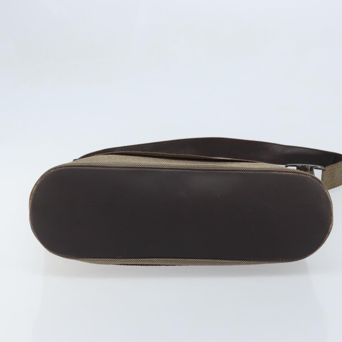 Salvatore Ferragamo Shoulder Bag Canvas Beige Silver Auth 166789